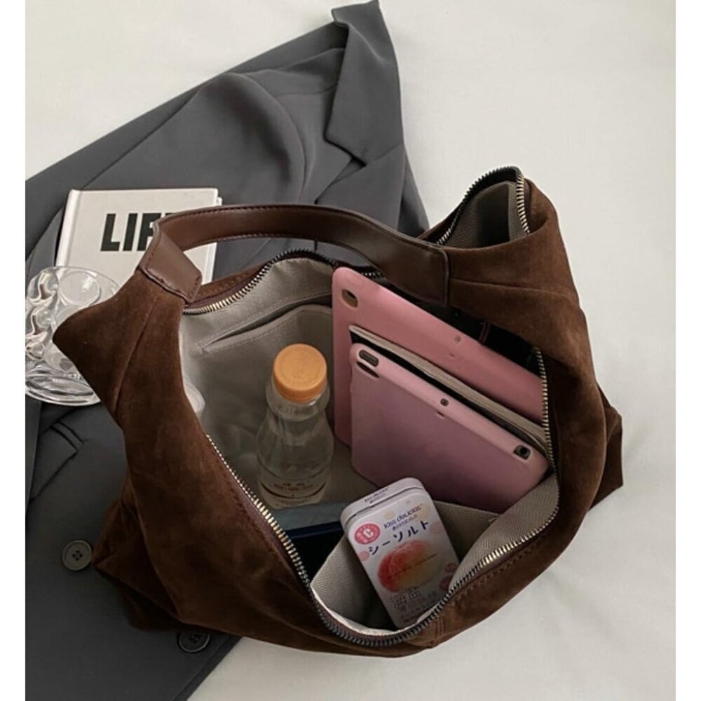 Suede Tote Bag Women Crossbody Purse Top-handle Travel Work Fashion - Picture 3 of 7